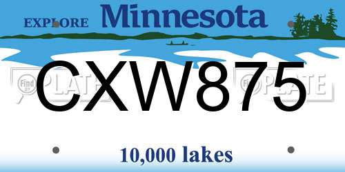 CXW875 Minnesota License Plate