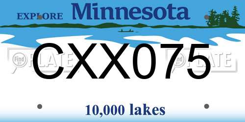 CXX075 Minnesota License Plate
