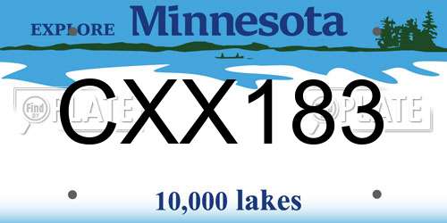CXX183 Minnesota License Plate