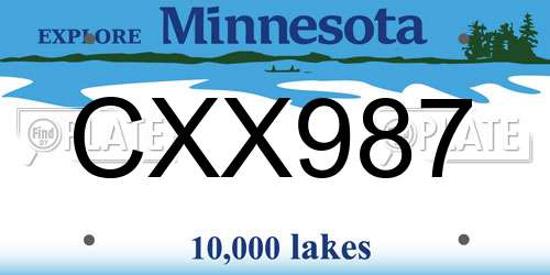 CXX987 Minnesota License Plate