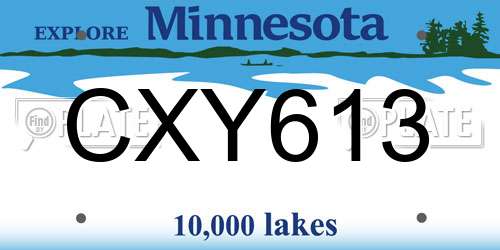 CXY613 Minnesota License Plate
