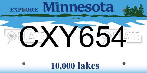 CXY654 Minnesota License Plate