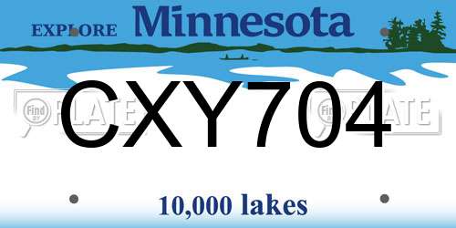 CXY704 Minnesota License Plate