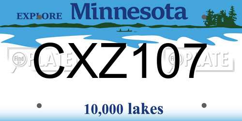 CXZ107 Minnesota License Plate
