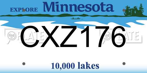CXZ176 Minnesota License Plate
