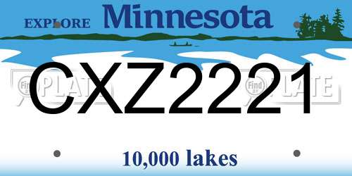 CXZ2221 Minnesota License Plate