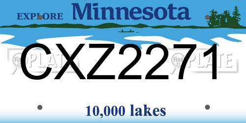 CXZ2271 Minnesota License Plate