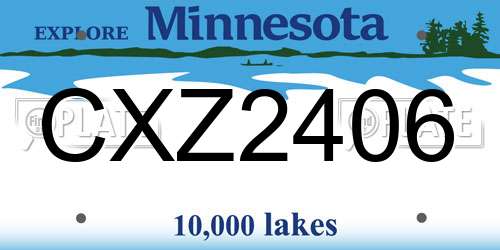 CXZ2406 Minnesota License Plate