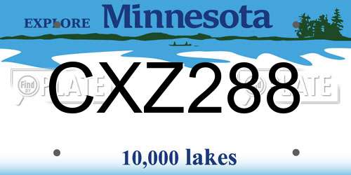 CXZ288 Minnesota License Plate