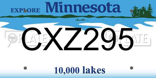 CXZ295 Minnesota License Plate