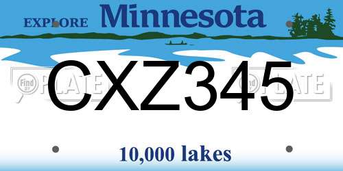 CXZ345 Minnesota License Plate
