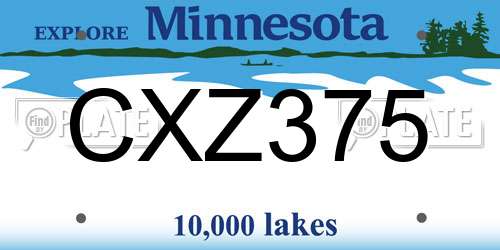 CXZ375 Minnesota License Plate