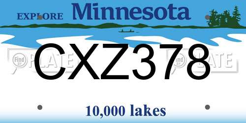CXZ378 Minnesota License Plate