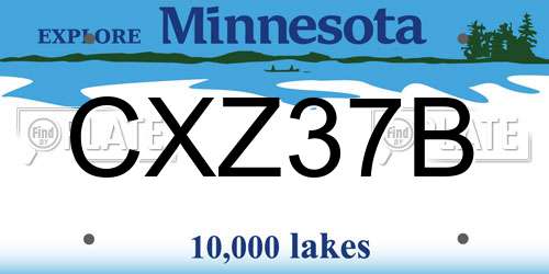 CXZ37B Minnesota License Plate