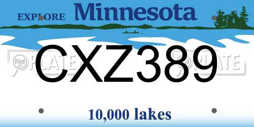 CXZ389 Minnesota License Plate