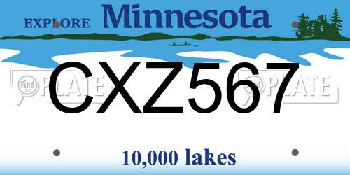 CXZ567 Minnesota License Plate