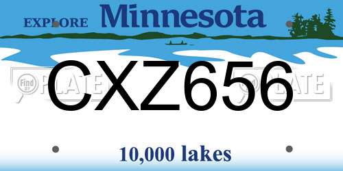 CXZ656 Minnesota License Plate