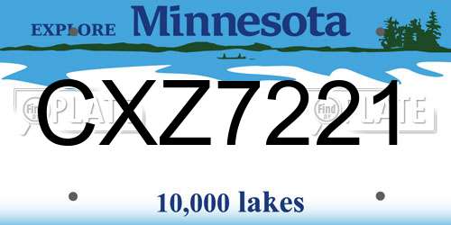 CXZ7221 Minnesota License Plate