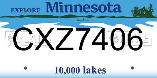 CXZ7406 Minnesota License Plate