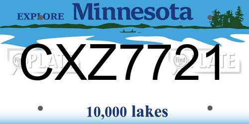 CXZ7721 Minnesota License Plate