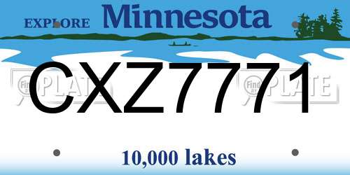 CXZ7771 Minnesota License Plate