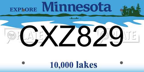 CXZ829 Minnesota License Plate