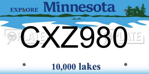 CXZ980 Minnesota License Plate