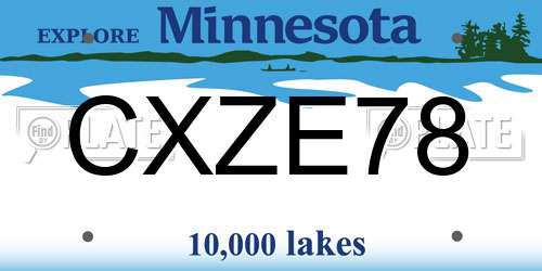 CXZE78 Minnesota License Plate