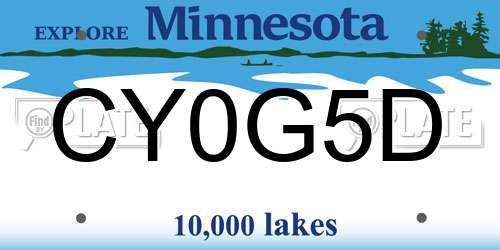 CY0G5D Minnesota License Plate