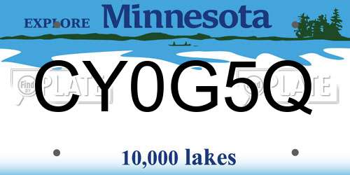 CY0G5Q Minnesota License Plate