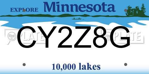 CY2Z8G Minnesota License Plate