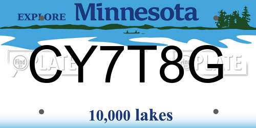 CY7T8G Minnesota License Plate