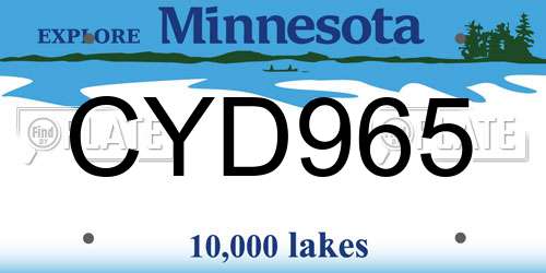 CYD965 Minnesota License Plate