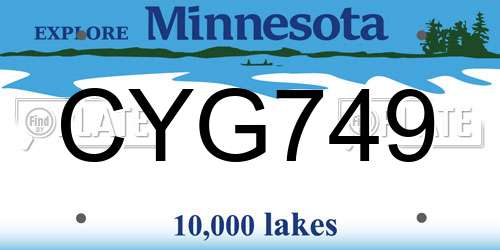 CYG749 Minnesota License Plate