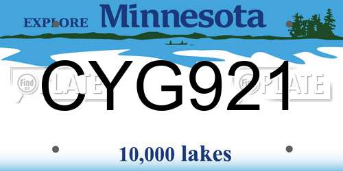 CYG921 Minnesota License Plate