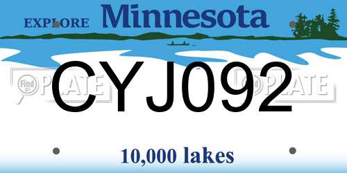 CYJ092 Minnesota License Plate