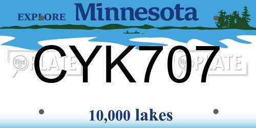 CYK707 Minnesota License Plate