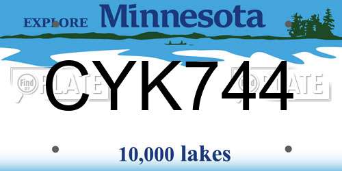 CYK744 Minnesota License Plate