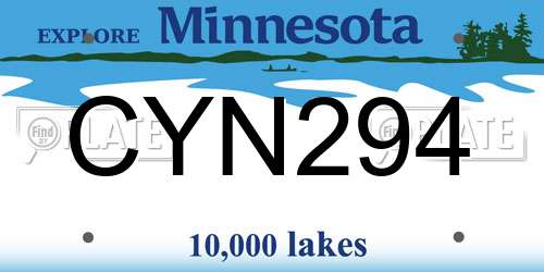 CYN294 Minnesota License Plate