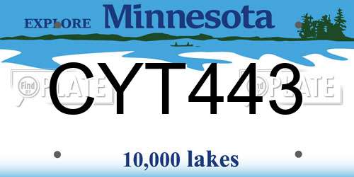 CYT443 Minnesota License Plate
