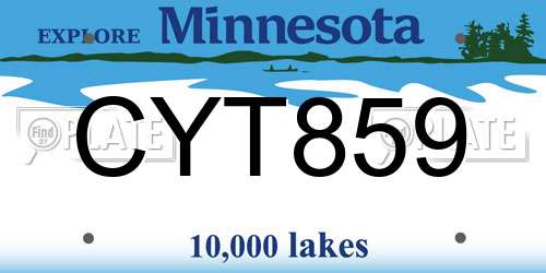 CYT859 Minnesota License Plate