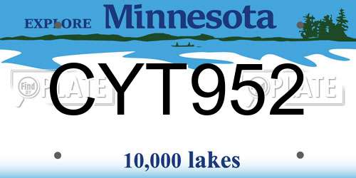 CYT952 Minnesota License Plate