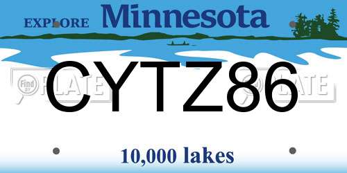 CYTZ86 Minnesota License Plate