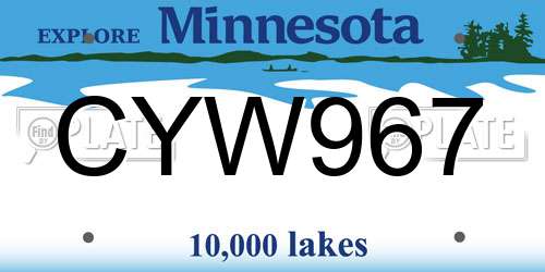 CYW967 Minnesota License Plate