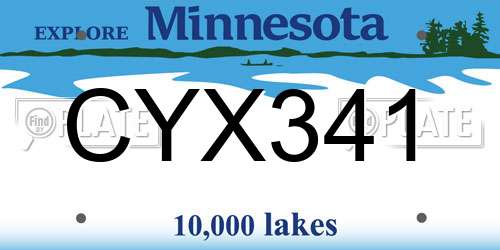 CYX341 Minnesota License Plate