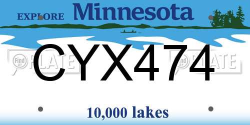 CYX474 Minnesota License Plate