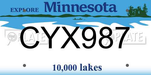 CYX987 Minnesota License Plate
