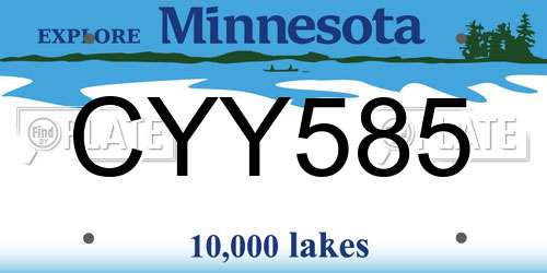 CYY585 Minnesota License Plate