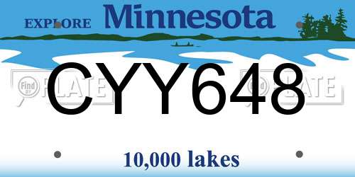 CYY648 Minnesota License Plate