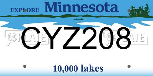 CYZ208 Minnesota License Plate